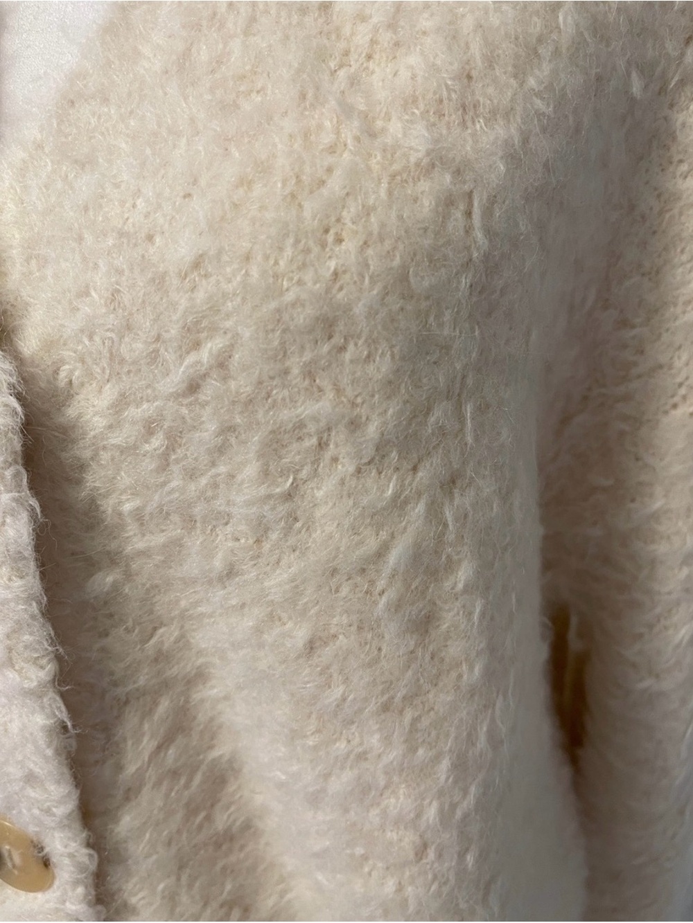 Vince Cream Fuzzy Button-Front Women's Cardigan - Picture 8 of 11